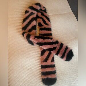 Shrimps faux fur black and pink scarf